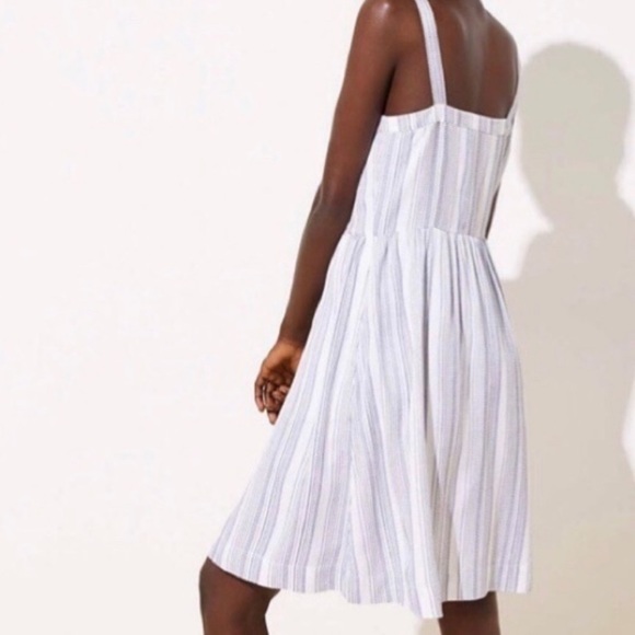 Loft blue striped button down dress - Picture 7 of 8
